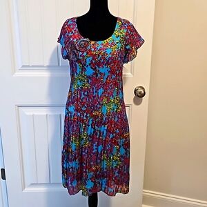 New Directions Floral Fit and Flare Dress sz 6 Multi-Color Lined